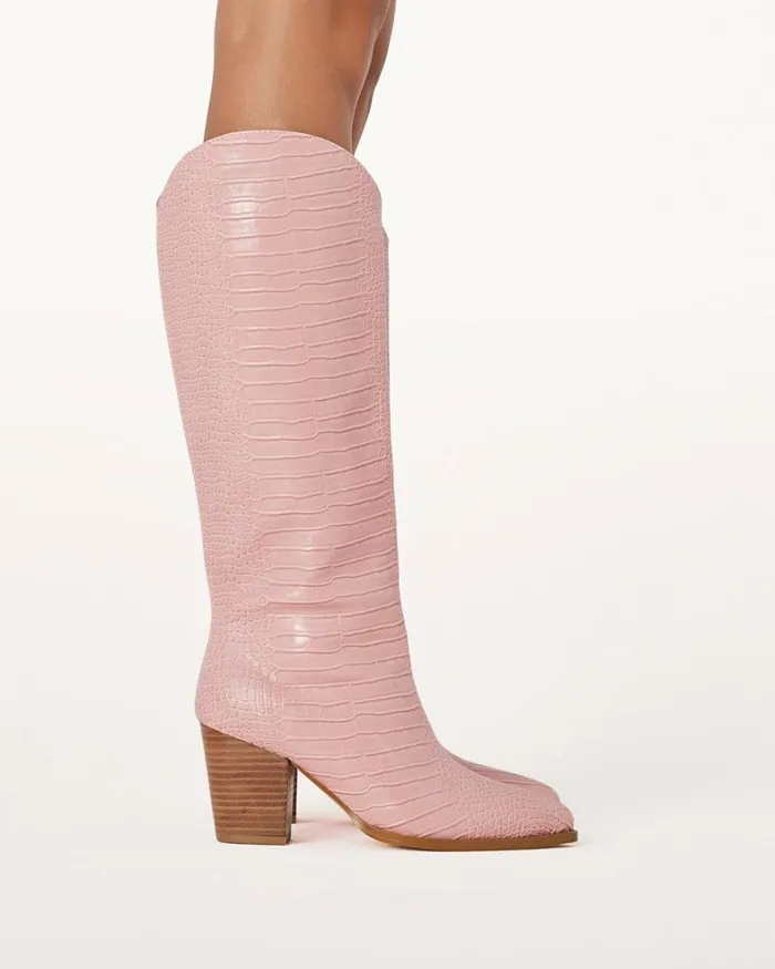 Women Knee High Boots Billini FERREIRA 8211 FONDANT CROC