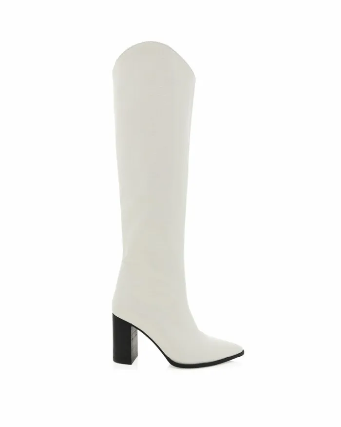 Women Knee High Boots Billini GABRIEL 8211 WHITE CROCBLACK