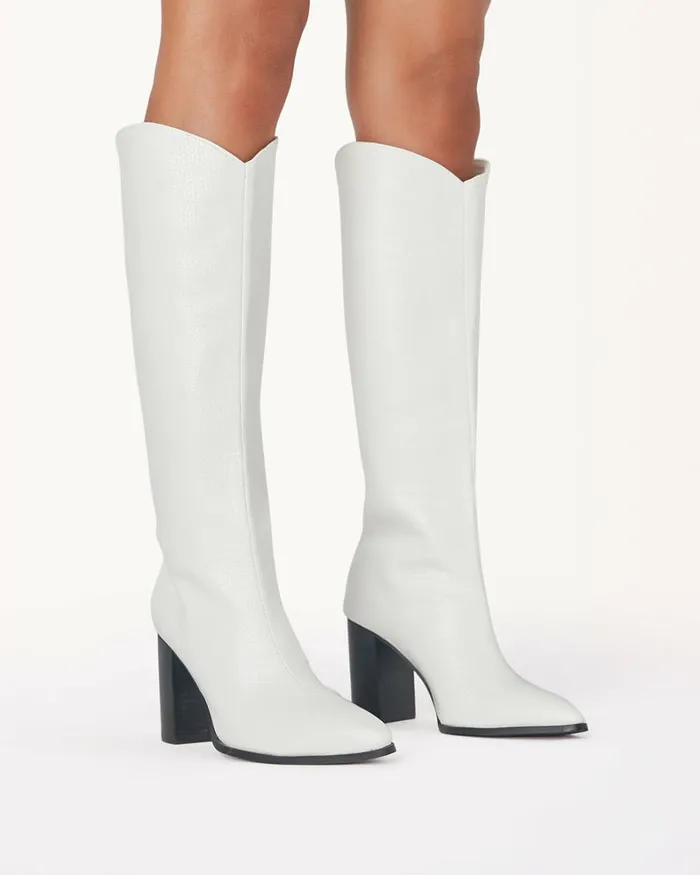 Women Knee High Boots Billini GABRIEL 8211 WHITE CROCBLACK