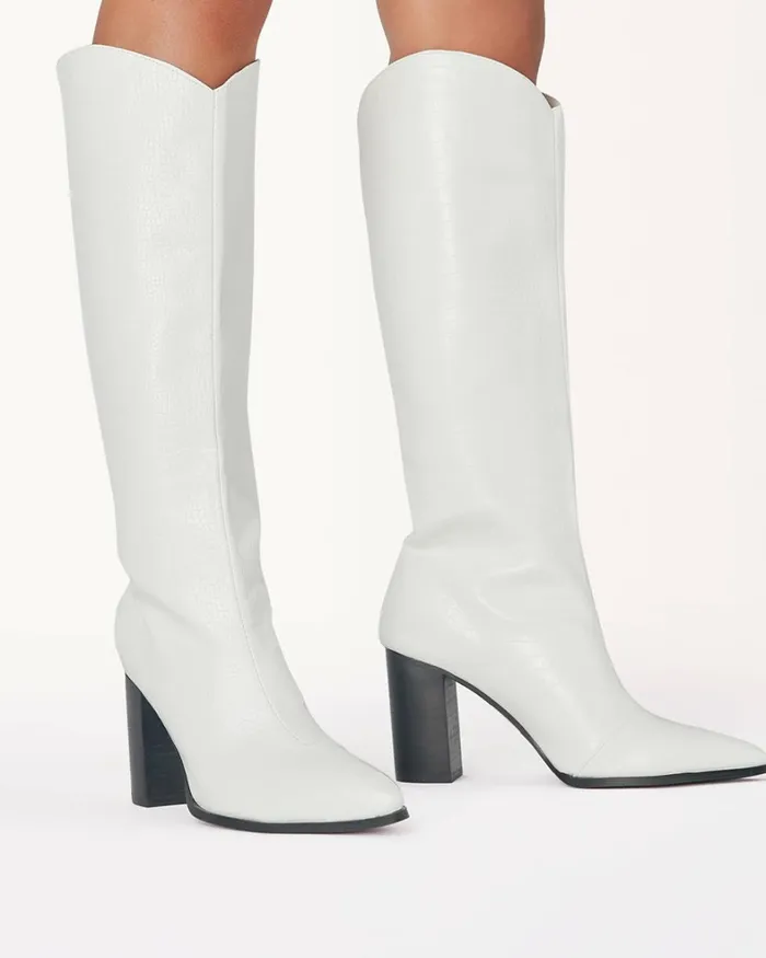 Women Knee High Boots Billini GABRIEL 8211 WHITE CROCBLACK