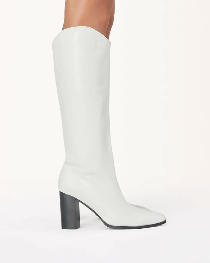 Women Knee High Boots Billini GABRIEL 8211 WHITE CROCBLACK