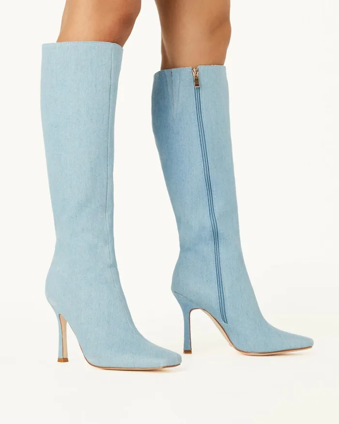 Women Knee High Boots Billini LAINEY 8211 BLUE DENIM