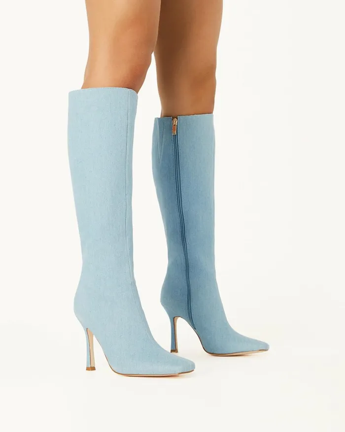 Women Knee High Boots Billini LAINEY 8211 BLUE DENIM