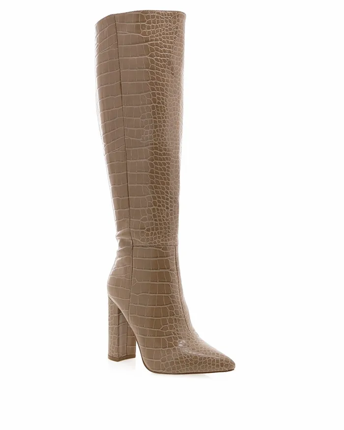 Women Knee High Boots Billini MILLA 8211 NUDE CROC