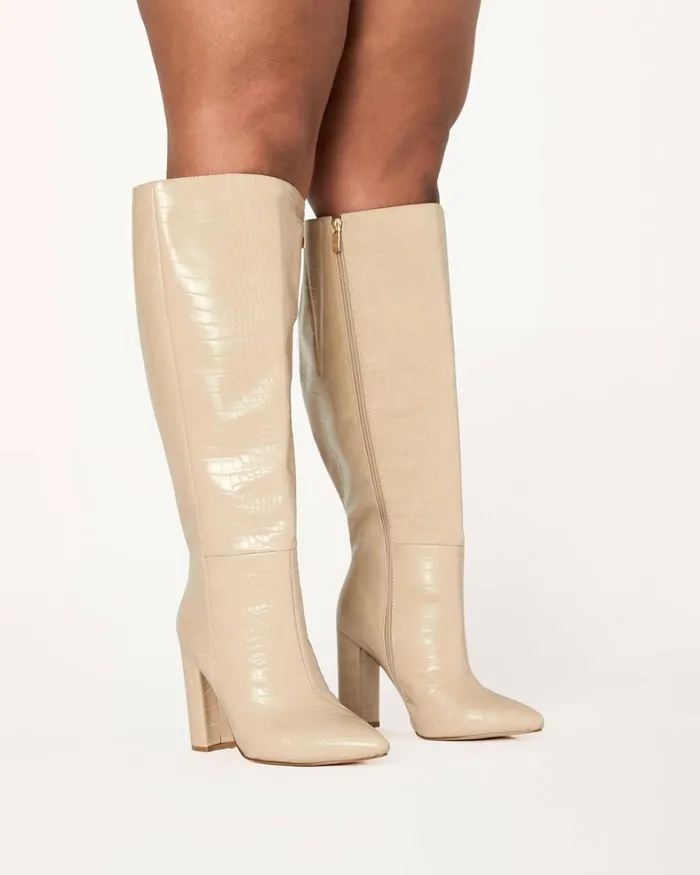 Women Knee High Boots Billini MILLA CURVE 8211 SAHARA CROC