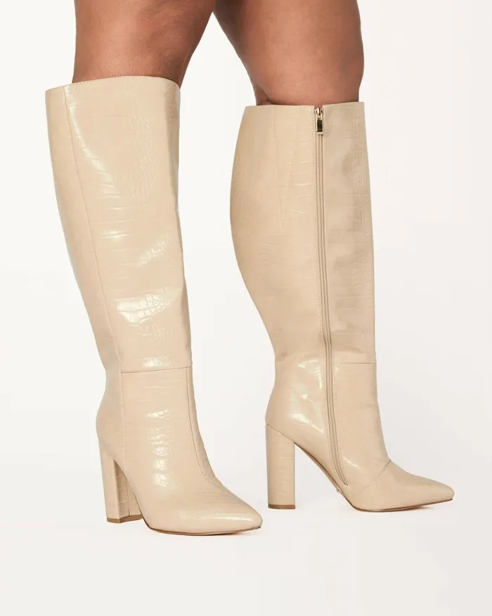 Women Knee High Boots Billini MILLA CURVE 8211 SAHARA CROC