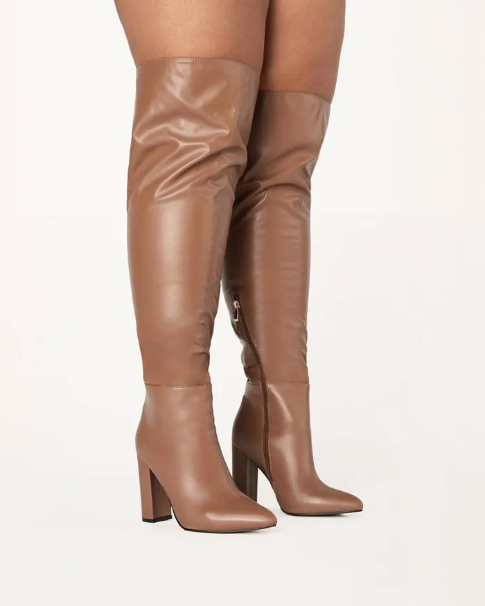 Women Knee High Boots Billini MOSCOW CURVE 8211 WALNUT