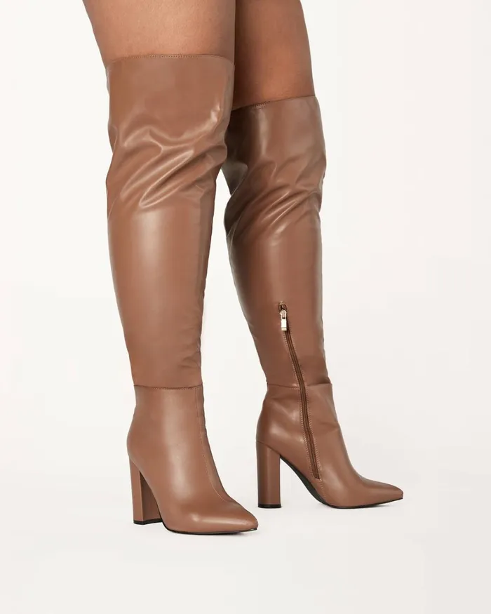 Women Knee High Boots Billini MOSCOW CURVE 8211 WALNUT