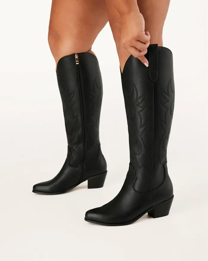 Women Knee High Boots Billini URSON EXTENDED CURVE 8211 BLACK