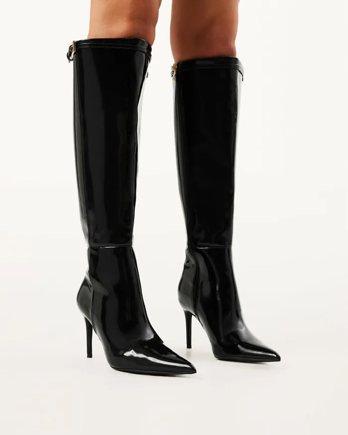 Women Knee High Boots Billini VALLEY 8211 JET SHINE