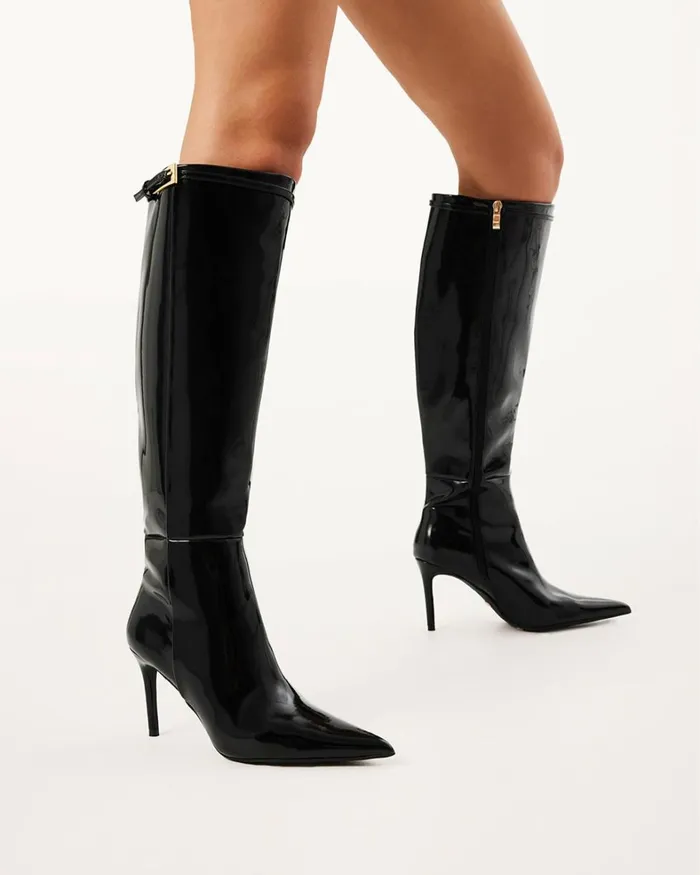 Women Knee High Boots Billini VALLEY 8211 JET SHINE