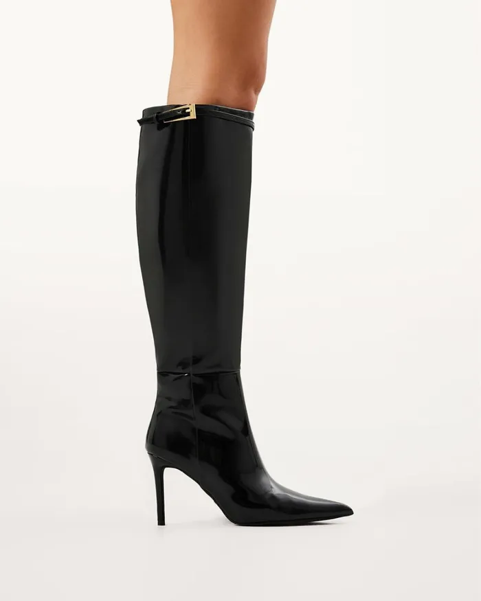 Women Knee High Boots Billini VALLEY 8211 JET SHINE