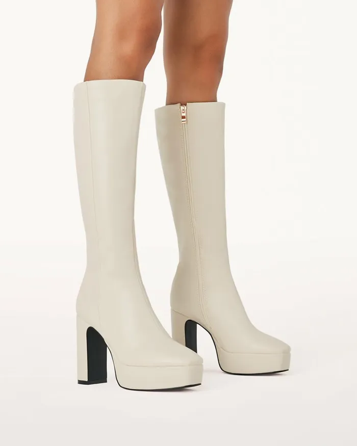 Women Knee High Boots Billini XIMENA 8211 CHALK
