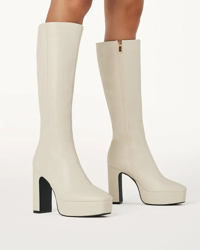 Women Knee High Boots Billini XIMENA 8211 CHALK