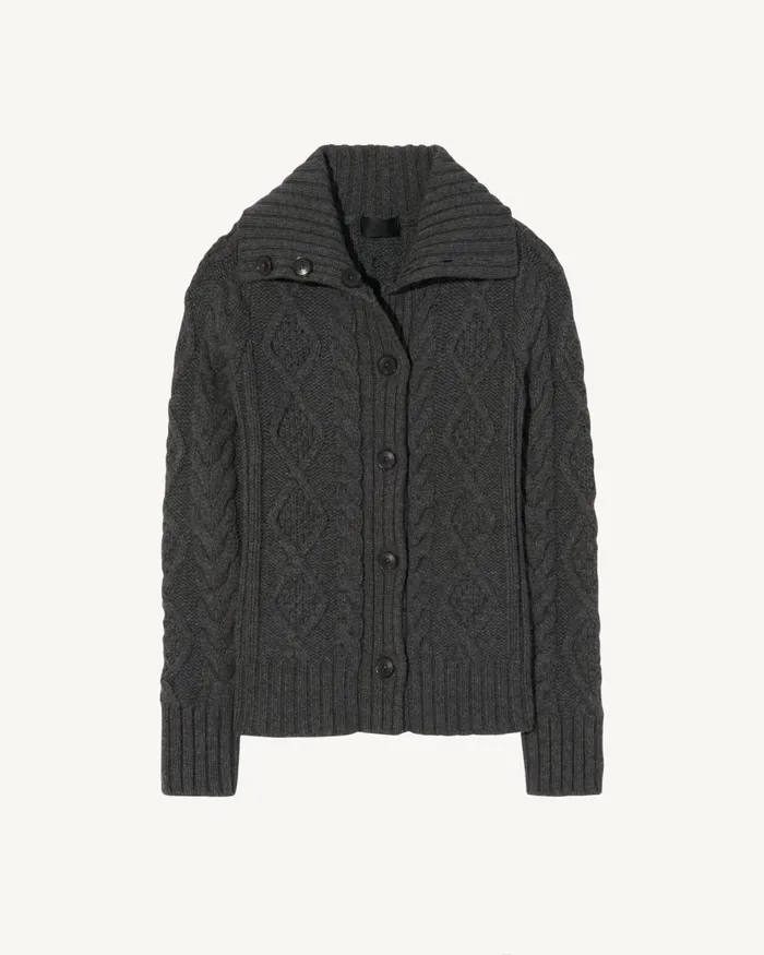 Women Knits and Sweaters Nili Lotan ALLEGRA CARDIGAN Dark Grey Melange