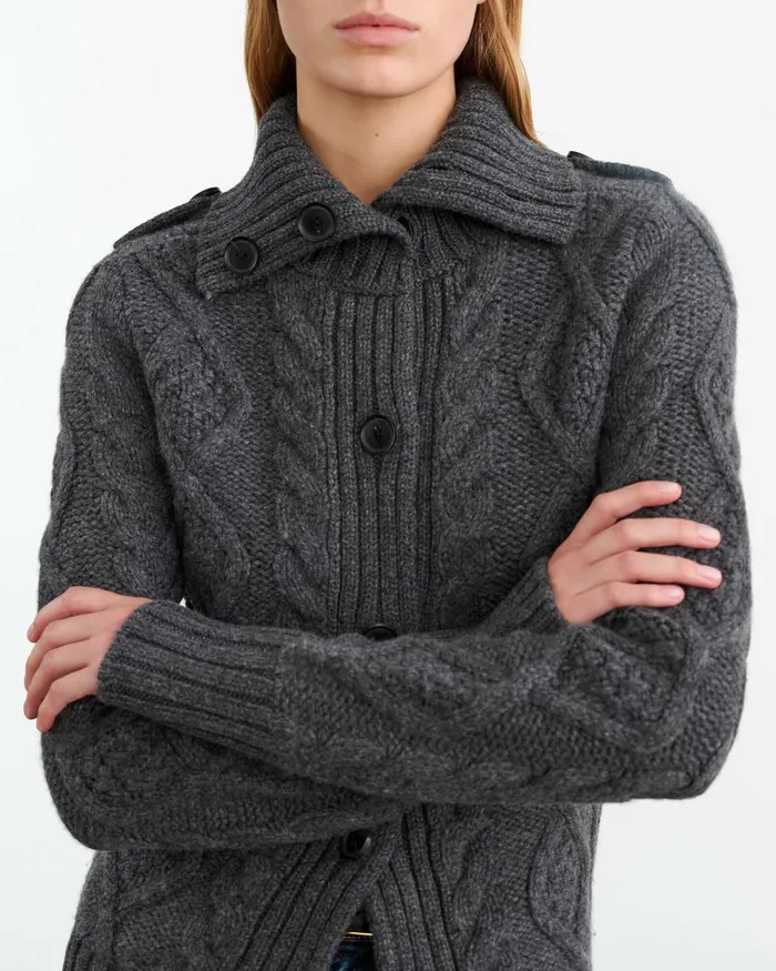 Women Knits and Sweaters Nili Lotan ALLEGRA CARDIGAN Dark Grey Melange