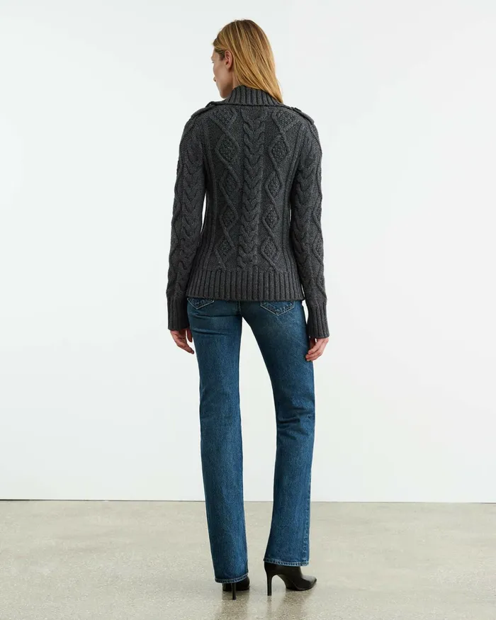 Women Knits and Sweaters Nili Lotan ALLEGRA CARDIGAN Dark Grey Melange
