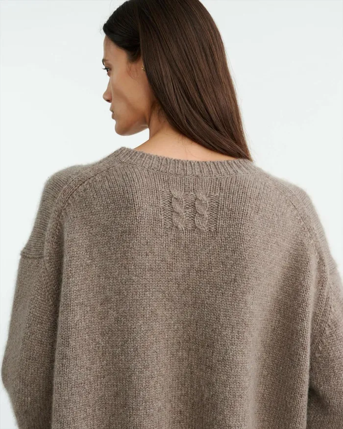 Women Knits and Sweaters Nili Lotan ANISA CASHMERE SWEATER Peat Melange