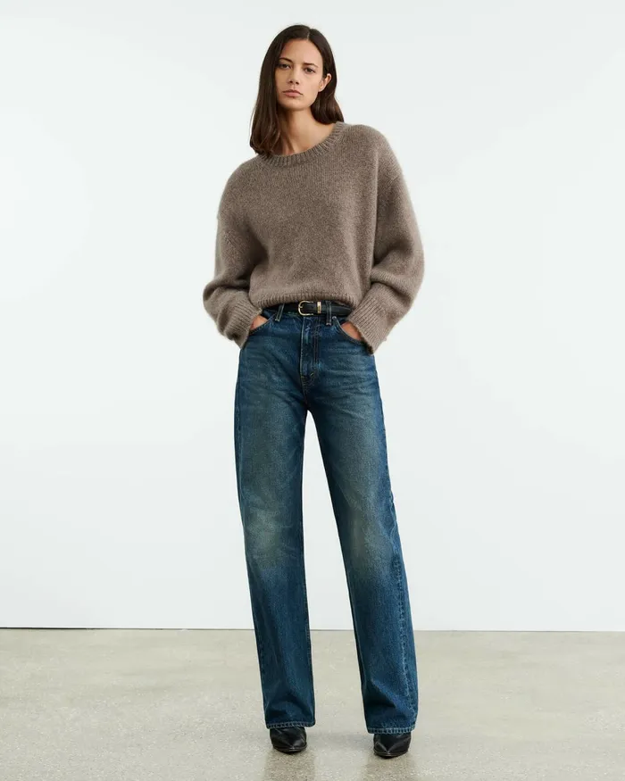Women Knits and Sweaters Nili Lotan ANISA CASHMERE SWEATER Peat Melange