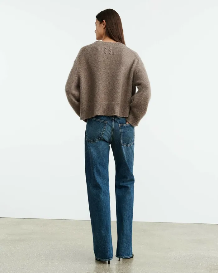Women Knits and Sweaters Nili Lotan ANISA CASHMERE SWEATER Peat Melange