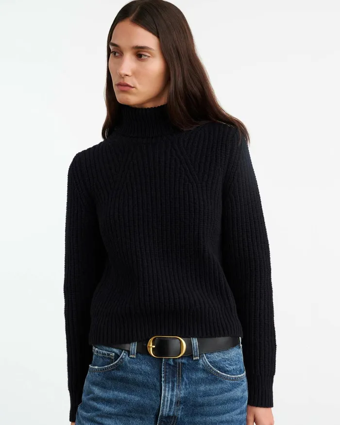Women Knits and Sweaters Nili Lotan BRONWYN TURTLENECK SWEATER Dark Navy