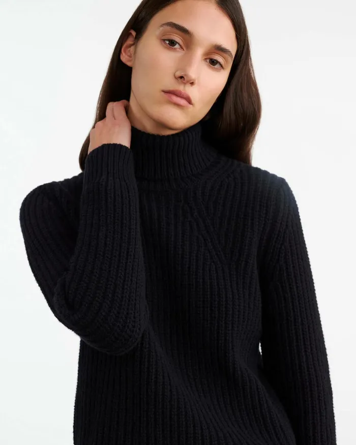 Women Knits and Sweaters Nili Lotan BRONWYN TURTLENECK SWEATER Dark Navy