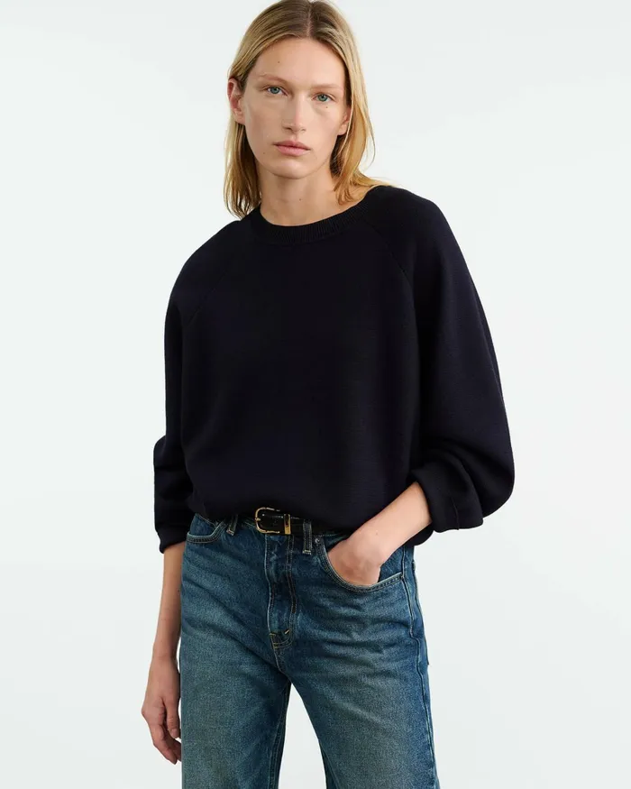 Women Knits and Sweaters Nili Lotan DAMARIS CASHMERE SWEATER Dark Navy