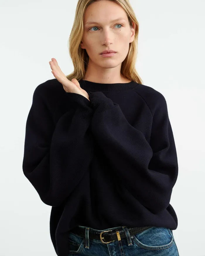 Women Knits and Sweaters Nili Lotan DAMARIS CASHMERE SWEATER Dark Navy