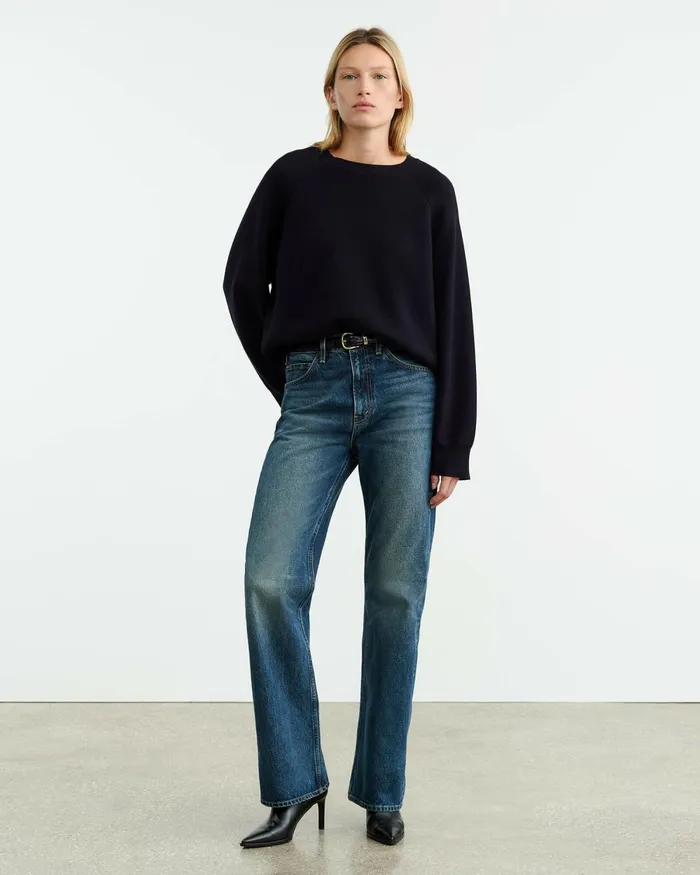 Women Knits and Sweaters Nili Lotan DAMARIS CASHMERE SWEATER Dark Navy
