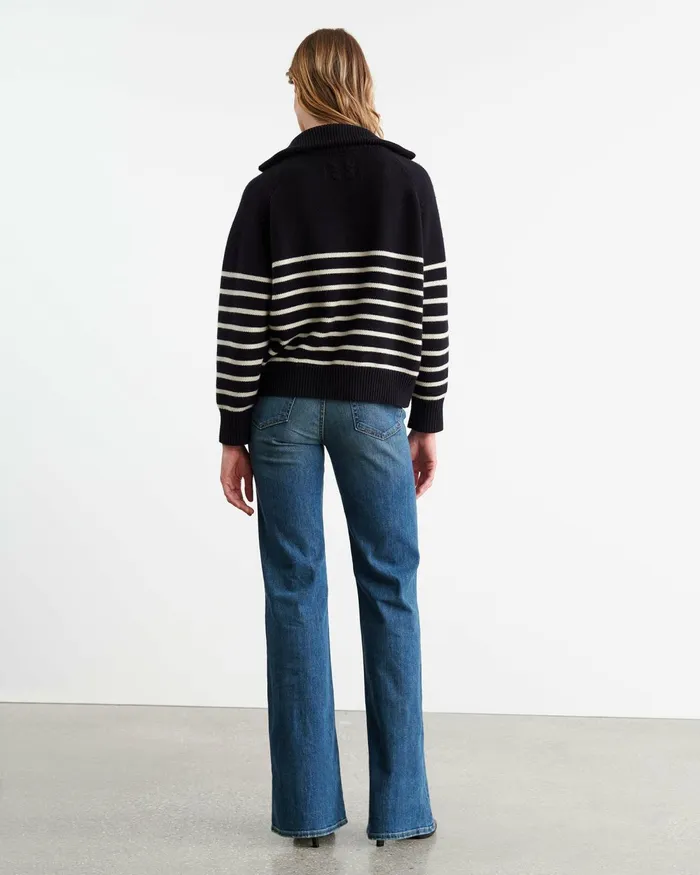 Women Knits and Sweaters Nili Lotan GANZE SWEATER Ivorydark Navy Stripe