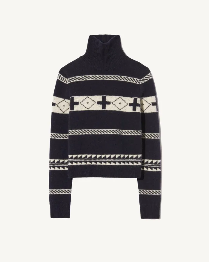 Women Knits and Sweaters Nili Lotan KEZIAH SWEATER Dark Navyivory