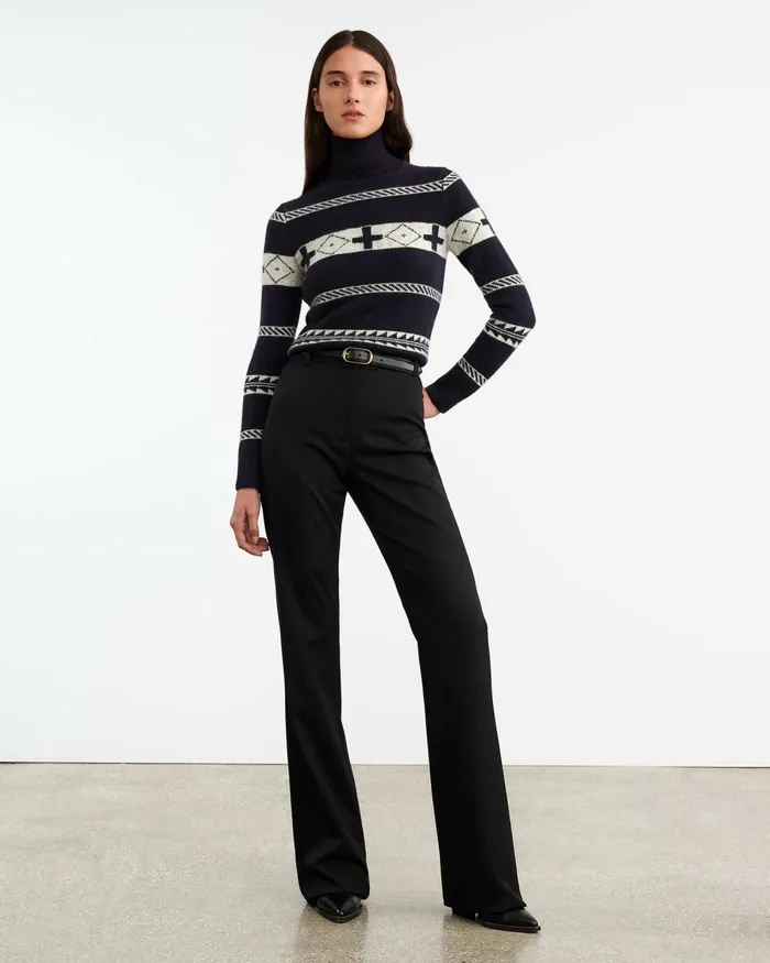 Women Knits and Sweaters Nili Lotan KEZIAH SWEATER Dark Navyivory