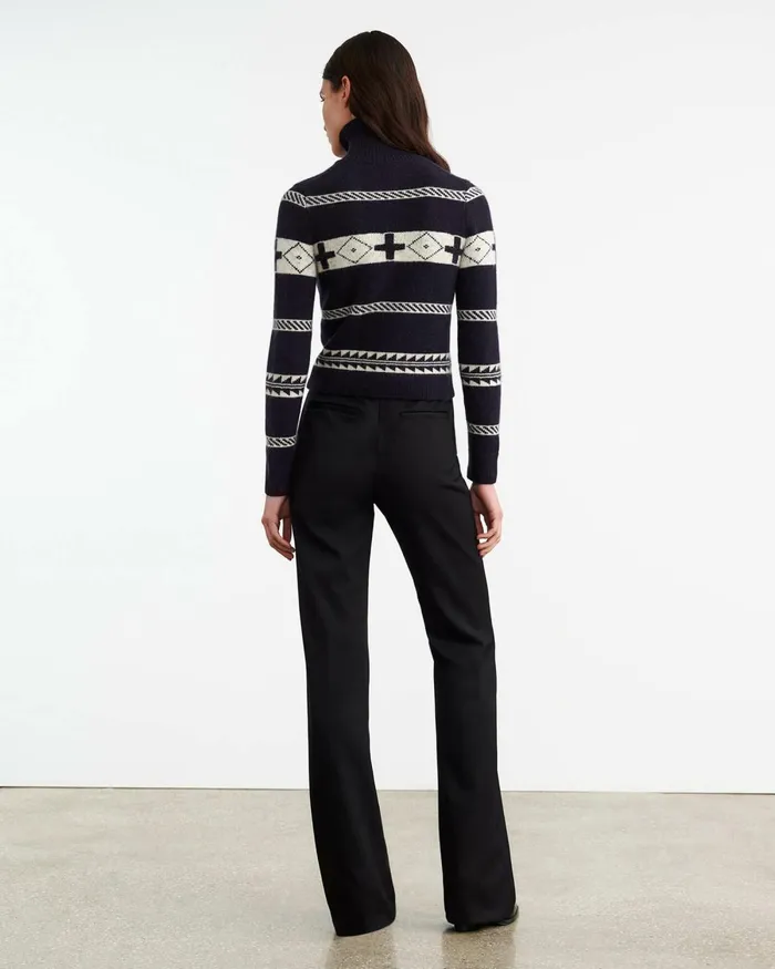 Women Knits and Sweaters Nili Lotan KEZIAH SWEATER Dark Navyivory