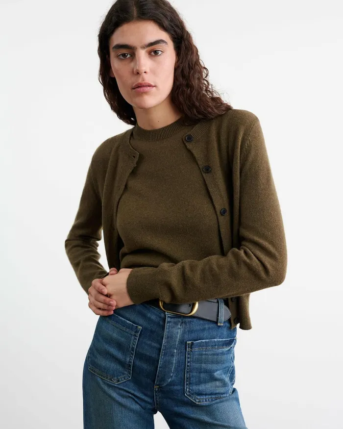 Women Knits and Sweaters Nili Lotan MARCH CARDIGAN Espresso