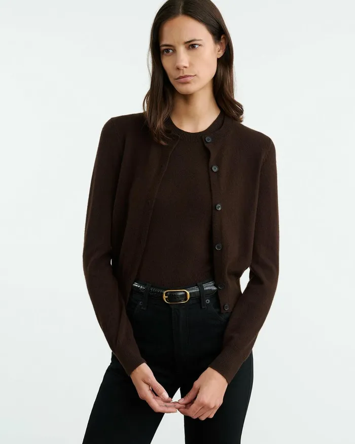 Women Knits and Sweaters Nili Lotan MARCH CARDIGAN Espresso