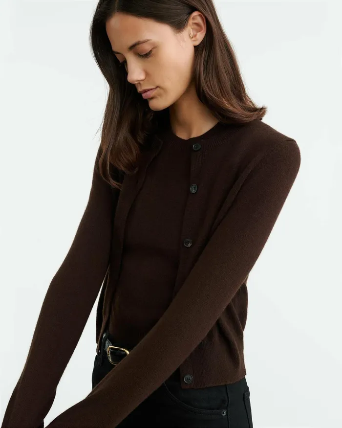 Women Knits and Sweaters Nili Lotan MARCH CARDIGAN Espresso