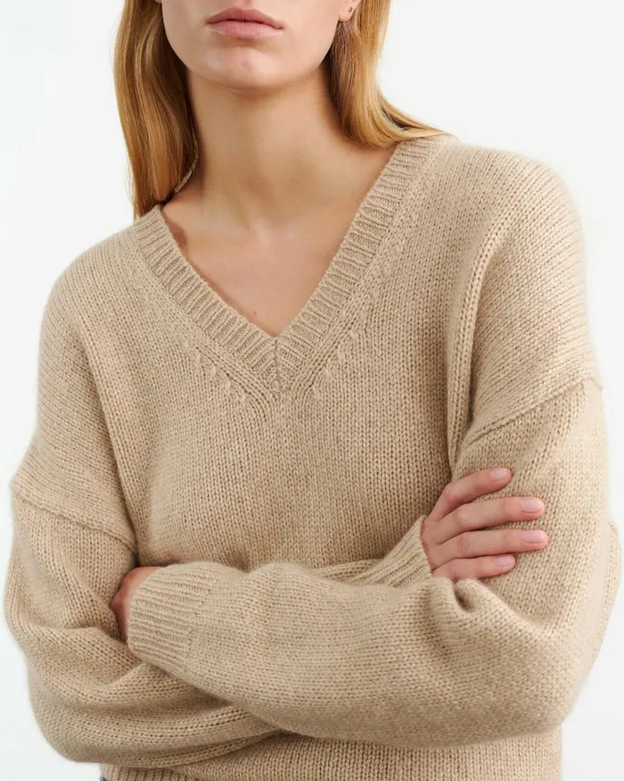 Women Knits and Sweaters Nili Lotan SHAGAN CASHMERE SWEATER Parchment