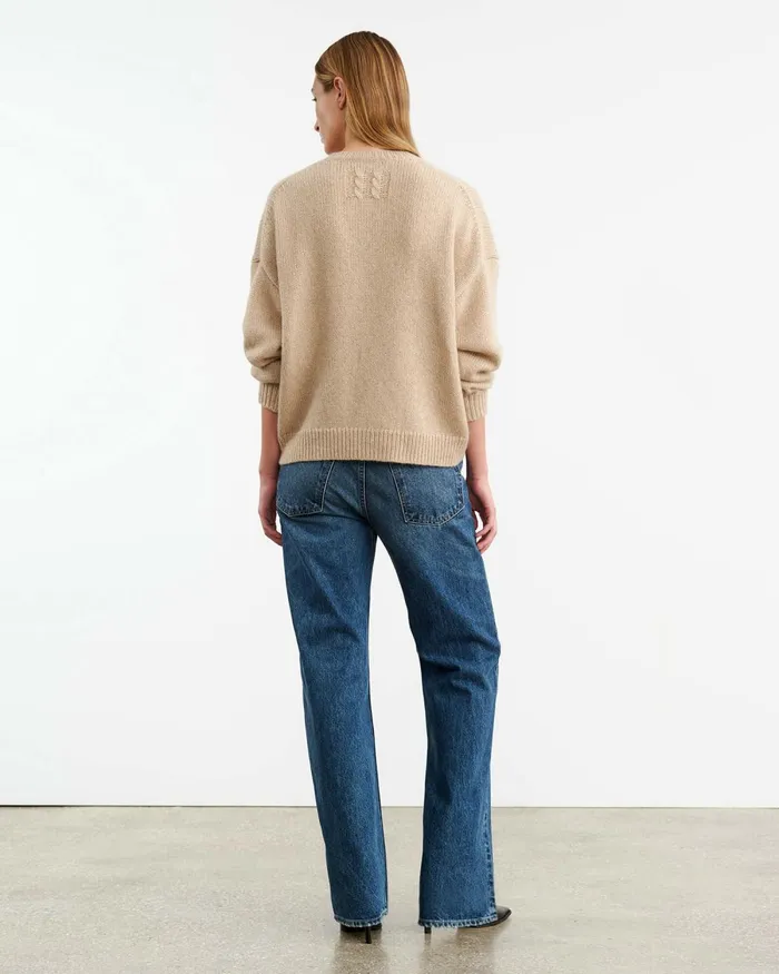 Women Knits and Sweaters Nili Lotan SHAGAN CASHMERE SWEATER Parchment