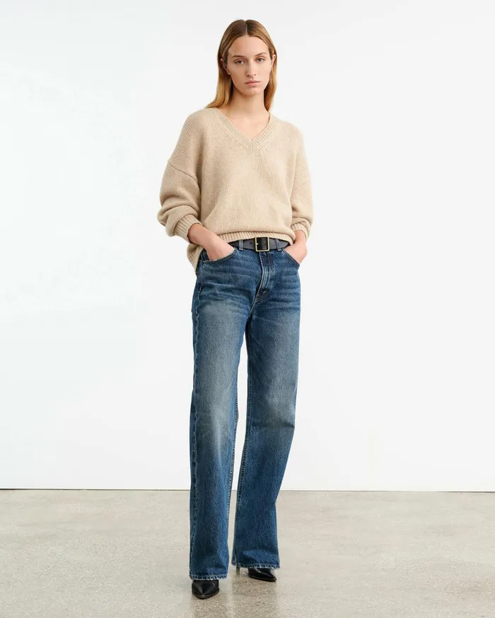 Women Knits and Sweaters Nili Lotan SHAGAN CASHMERE SWEATER Parchment