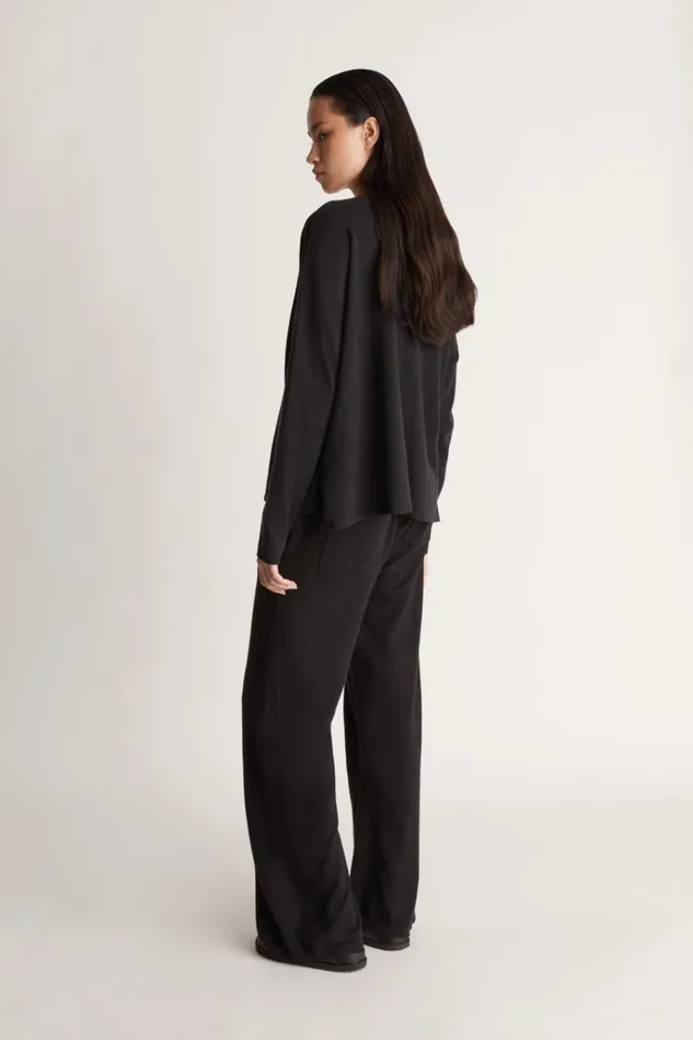 Women Knitwear And Sweaters Lee Mathews Cotton Cashmere LS Boxy Knit Black