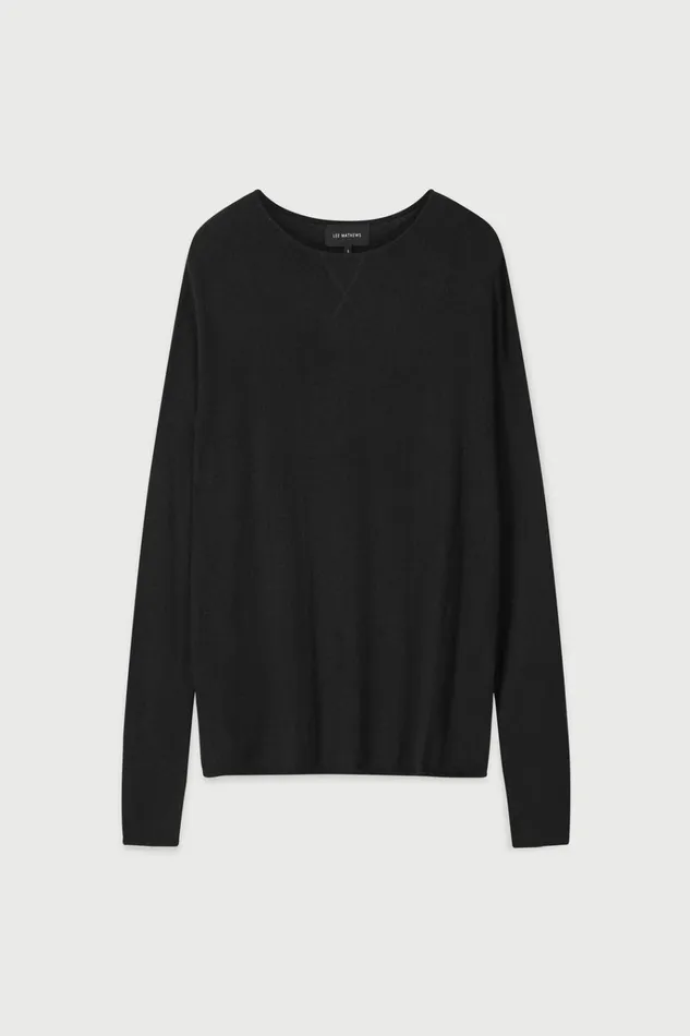 Women Knitwear And Sweaters Lee Mathews Cotton Cashmere LS Boxy Knit Black