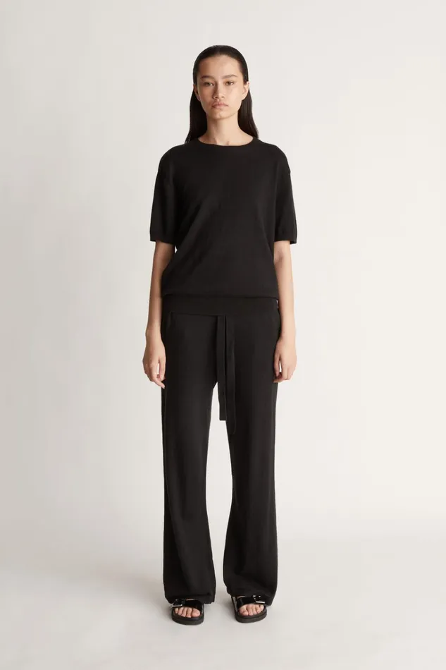 Women Knitwear And Sweaters Lee Mathews Cotton Cashmere Tee Black