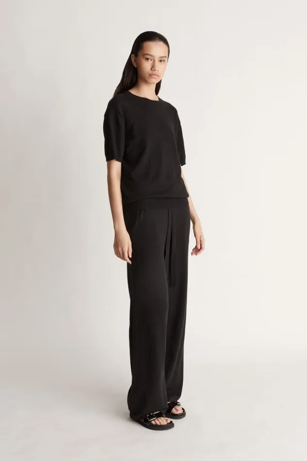 Women Knitwear And Sweaters Lee Mathews Cotton Cashmere Tee Black