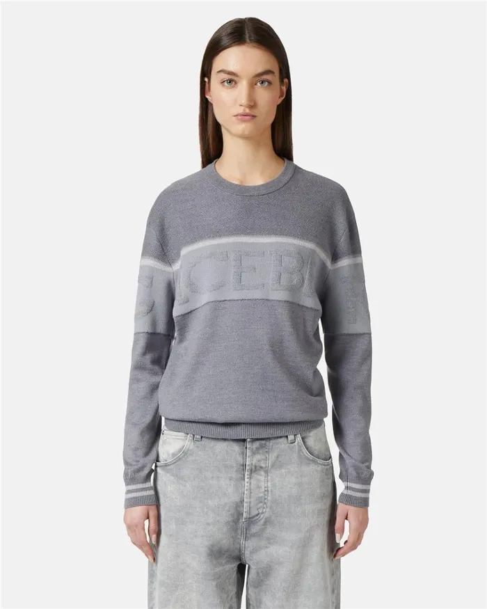 Women KNITWEAR Iceberg Crewneck Sweater In Merino Wool