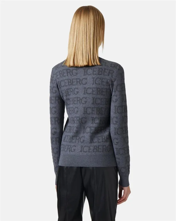 Women KNITWEAR Iceberg Mockneck Sweater With Allover Logo Women KNITWEAR Iceberg Mockneck Sweater With Allover Logo