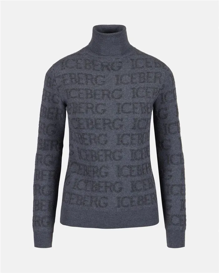 Women KNITWEAR Iceberg Mockneck Sweater With Allover Logo Women KNITWEAR Iceberg Mockneck Sweater With Allover Logo