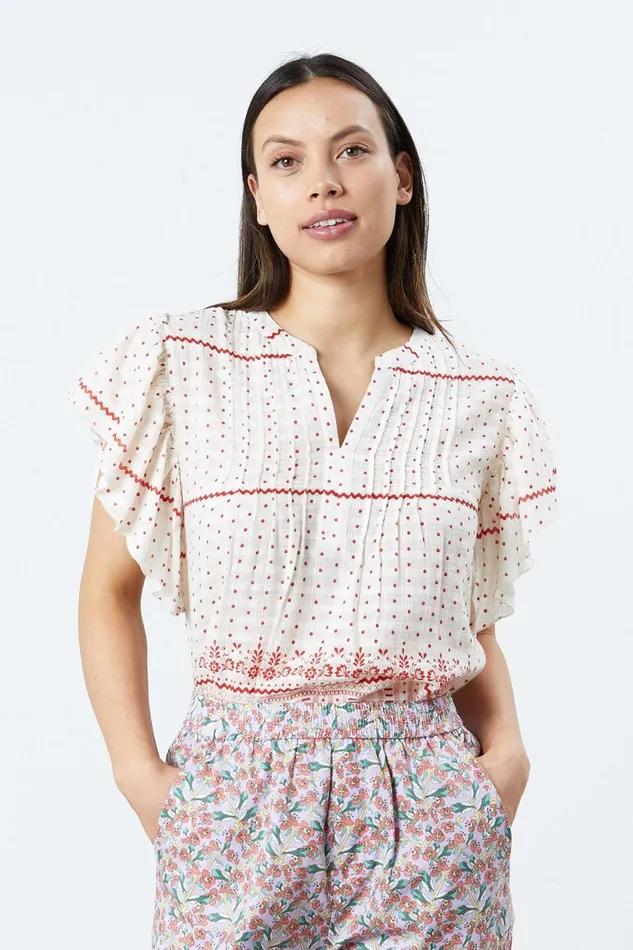 Women Lollys Laundry Blouses Tshirts Isabel Top Dot Print