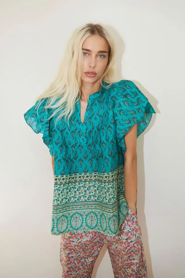 Women Lollys Laundry Blouses Tshirts Isabel Top Green