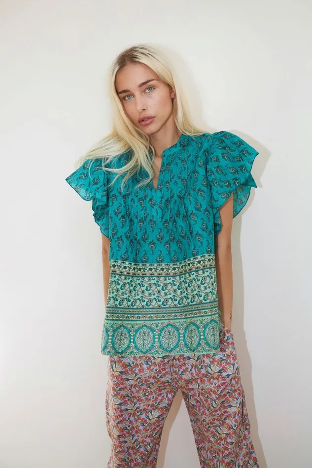 Women Lollys Laundry Blouses Tshirts Isabel Top Green