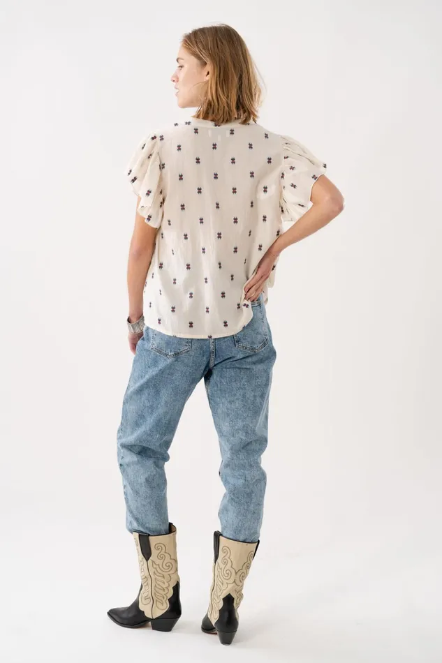 Women Lollys Laundry Blouses Tshirts IsabelLL Top SL Creme